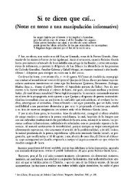 Si te dicen que caí... (Notas en torno a una manipulación informativa) / Gonzajo Santonja | Biblioteca Virtual Miguel de Cervantes