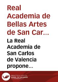 La Real Academia de San Carlos de Valencia propone trece premios a los profesores de las Tres Nobles Artes. [Texto impreso] | Biblioteca Virtual Miguel de Cervantes
