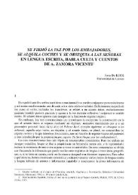 "Se firmó la paz por los embajadores", "Se alquila coches" y "Se obsequia a las señoras" en lengua escrita, habla culta y cuentos de A. Zamora Vicente / Josse De Kock | Biblioteca Virtual Miguel de Cervantes