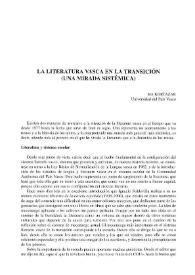 La literatura vasca en la transición (una mirada sistémica) / Jon Kortazar | Biblioteca Virtual Miguel de Cervantes