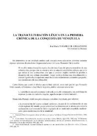 La transculturación léxica en la primera Crónica de la conquista de Venezuela / José Mª Navarro de Adriaensens | Biblioteca Virtual Miguel de Cervantes