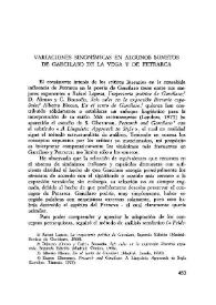 Variaciones sinonímicas en algunos sonetos de Garcilaso de la Vega y de Petrarca / Augusta E. Foley | Biblioteca Virtual Miguel de Cervantes