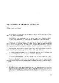 Un enigmático término cervantino / Marcelino Villegas | Biblioteca Virtual Miguel de Cervantes