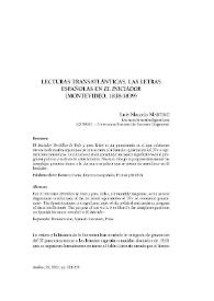 Lecturas transatlánticas. Las letras españolas en El Iniciador (Montevideo, 1838-1839) / Luis Marcelo Martino | Biblioteca Virtual Miguel de Cervantes