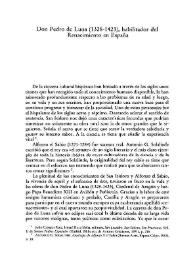 Don Pedro de Luna (1328-1423), habilitador del Renacimiento en España / Lewis J. Hutton | Biblioteca Virtual Miguel de Cervantes