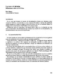 La voz a ti debida. Reflexiones sobre el tú lírico  / Kurt Spang | Biblioteca Virtual Miguel de Cervantes
