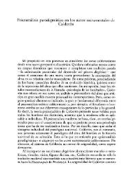 Psicoanálisis paradigmático en los autos sacramentales de Calderón / Henry W. Sullivan | Biblioteca Virtual Miguel de Cervantes