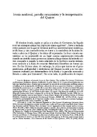 Ironía medieval, parodia renacentista y la interpretación del "Quijote": prolegómeno / Eduardo Urbina | Biblioteca Virtual Miguel de Cervantes
