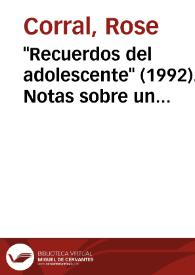 "Recuerdos del adolescente" (1992). Notas sobre un fragmento recuperado de "El juguete rabioso" / Rose Corral | Biblioteca Virtual Miguel de Cervantes