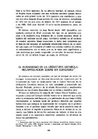 El humanismo en la literatura española: recapitulación sobre un Congreso / Antonio Castro Díaz | Biblioteca Virtual Miguel de Cervantes