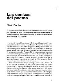 Las cenizas del poema / Raúl Zurita | Biblioteca Virtual Miguel de Cervantes