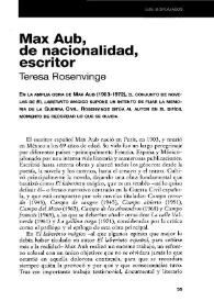 Max Aub: de nacionalidad, escritor / Teresa Rosenvinge | Biblioteca Virtual Miguel de Cervantes