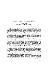 Ortega y Gasset y su idea del teatro  / Pilar Sáenz | Biblioteca Virtual Miguel de Cervantes