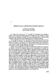 Presencia de la mujer en el teatro colonial / L. Teresa Valdivieso | Biblioteca Virtual Miguel de Cervantes