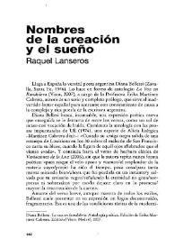 Nombres de la creación y el sueño / Raquel Lanseros | Biblioteca Virtual Miguel de Cervantes