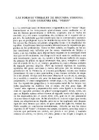  Las formas verbales de segunda persona y los orígenes del "voseo" / Rafael Lapesa | Biblioteca Virtual Miguel de Cervantes
