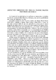 Aspectos inéditos de Emilia Pardo Bazán. (Epistolario con Galdós)  / Carmen Bravo-Villasante | Biblioteca Virtual Miguel de Cervantes