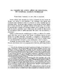 El tiempo en "Cien años de soledad", de Gabriel García Márquez  / Marta Gallo | Biblioteca Virtual Miguel de Cervantes