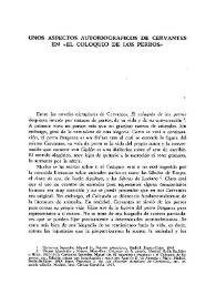 Unos aspectos autobiográficos de Cervantes en "El coloquio de los perros" / Giovanni Previtali-Morrow | Biblioteca Virtual Miguel de Cervantes