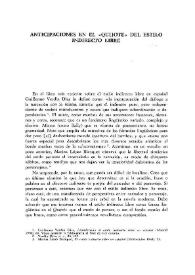 Anticipaciones en el "Quijote" del estilo indirecto libre  / Edward C. Riley | Biblioteca Virtual Miguel de Cervantes