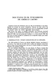 Dos etapas en el pensamiento de Américo Castro  / Guillermo Araya | Biblioteca Virtual Miguel de Cervantes