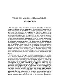 Tirso de Molina: dramaturgo andrógino / Henry W. Sullivan | Biblioteca Virtual Miguel de Cervantes