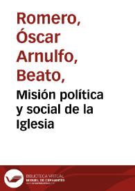 Misión política y social de la Iglesia | Biblioteca Virtual Miguel de Cervantes