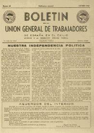 U.G.T. : Boletín de la Unión General de Trabajadores de España en Francia. Núm. 48, octubre de 1948 | Biblioteca Virtual Miguel de Cervantes