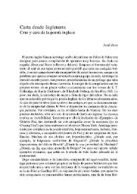 Carta de Inglaterra. Cruz y cara de la poesía inglesa / Jordi Doce | Biblioteca Virtual Miguel de Cervantes