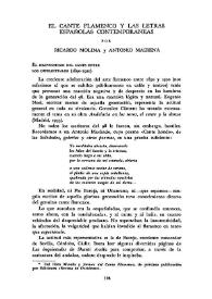 El cante flamenco y las letras españolas contemporáneas / Ricardo Molina y Antonio Mairena | Biblioteca Virtual Miguel de Cervantes