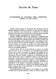 Aclaración al "Quijote": una "aventura vacía", ya  no vacía / Paúl M. Descouzis | Biblioteca Virtual Miguel de Cervantes