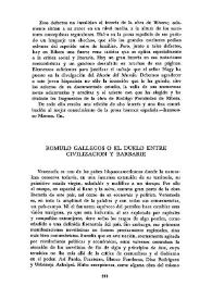 Rómulo Gallegos o el duelo entre civilización y barbarie / José Antonio Galaos | Biblioteca Virtual Miguel de Cervantes