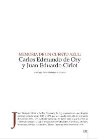 Memoria de un cuento azul: Carlos Edmundo de Ory y Juan Eduardo Cirlot / Ana Sofía Pérez-Bustamante Mourier | Biblioteca Virtual Miguel de Cervantes