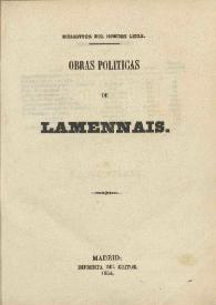 Obras políticas / de Lamennais | Biblioteca Virtual Miguel de Cervantes