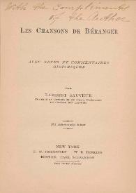 Les chansons de Béranger / avec notes et commentaires historiques par Lambert Sauveur | Biblioteca Virtual Miguel de Cervantes