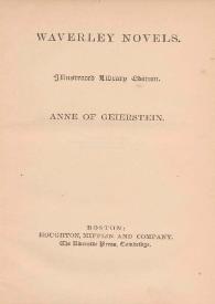 Anne of Geierstein / [Sir Walter Scott] | Biblioteca Virtual Miguel de Cervantes