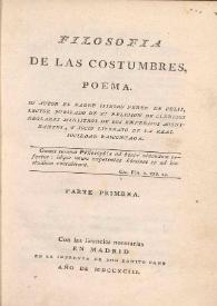Filosofía de las costumbres, poema / su autor el Padre Isidoro Pérez de Celis ... | Biblioteca Virtual Miguel de Cervantes