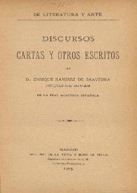 Discursos, cartas y otros escritos / de Enrique Ramírez de Saavedra, Duque de Rivas | Biblioteca Virtual Miguel de Cervantes
