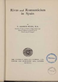 Rivas and romanticism in Spain / by E. Allison Peers | Biblioteca Virtual Miguel de Cervantes