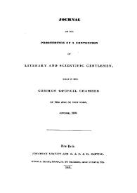Journal of the Proceedings of a Convention of Literary and Scientific Gentlemen, held in the Common Council Chamber of the City of New York, october 1830 | Biblioteca Virtual Miguel de Cervantes