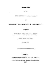 Journal of the Proceedings of a Convention of Literary and Scientific Gentlemen, held in the Common Council Chamber of the City of New York, october 1830 | Biblioteca Virtual Miguel de Cervantes