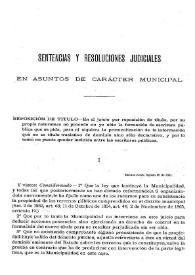 Sentencias y Resoluciones Judiciales en asuntos de caracter municipal : 1882-1905. Tomo 1 | Biblioteca Virtual Miguel de Cervantes