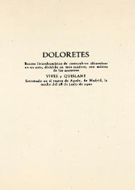 Doloretes / Carlos Arniches | Biblioteca Virtual Miguel de Cervantes