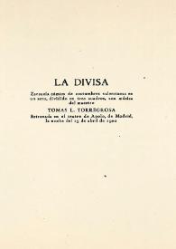 La divisa / Carlos Arniches | Biblioteca Virtual Miguel de Cervantes