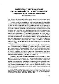 Dinásticos y antidinásticos en la Cataluña de la Restauración: comentario a los procesos electorales / Conxita Mir Curcó | Biblioteca Virtual Miguel de Cervantes