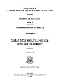 Cartas entre Rizal y el profesor Fernando Blumentritt. Tercera parte / José Rizal | Biblioteca Virtual Miguel de Cervantes