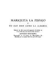 Mariquita la Pistajo o No hay bien como la alegría / Carlos Arniches | Biblioteca Virtual Miguel de Cervantes