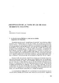 Identificación de la tumba de los Sid Bono en Benifato, Alicante / por Francisco Franco Sánchez | Biblioteca Virtual Miguel de Cervantes
