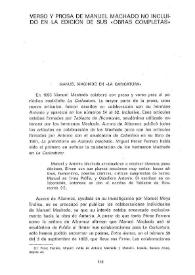 Verso y prosa de Manuel Machado no incluido en la edición de sus "Obras completas" / Ángel Manuel Aguirre | Biblioteca Virtual Miguel de Cervantes