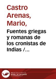 Fuentes griegas y romanas de los cronistas de Indias / Mario Castro Arenas | Biblioteca Virtual Miguel de Cervantes